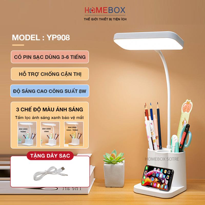 Đèn bàn học đọc sách tích điện bảo vệ mắt, Đèn học để bàn bóng LED cảm ứng 3 chế độ ánh sáng biến thiên thông minh hỗ trợ chống cận thị