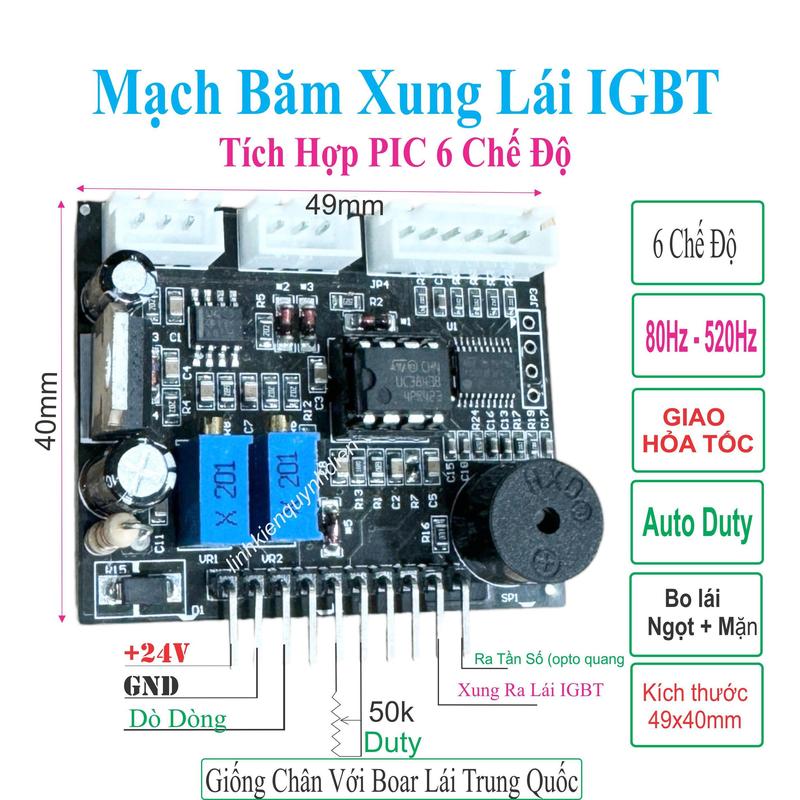 Mạch băm xung lái IGBT tích hợp 2 in 1 UC3842 + PIC 6 chế độ - linhkienquynhdien 0