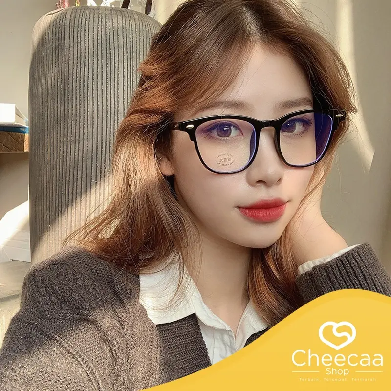 (KM90) Kacamata Transparan Anti Radiasi Kacamata Wanita Model Korea Fashion Bentuk Kotak Eyeglasses
