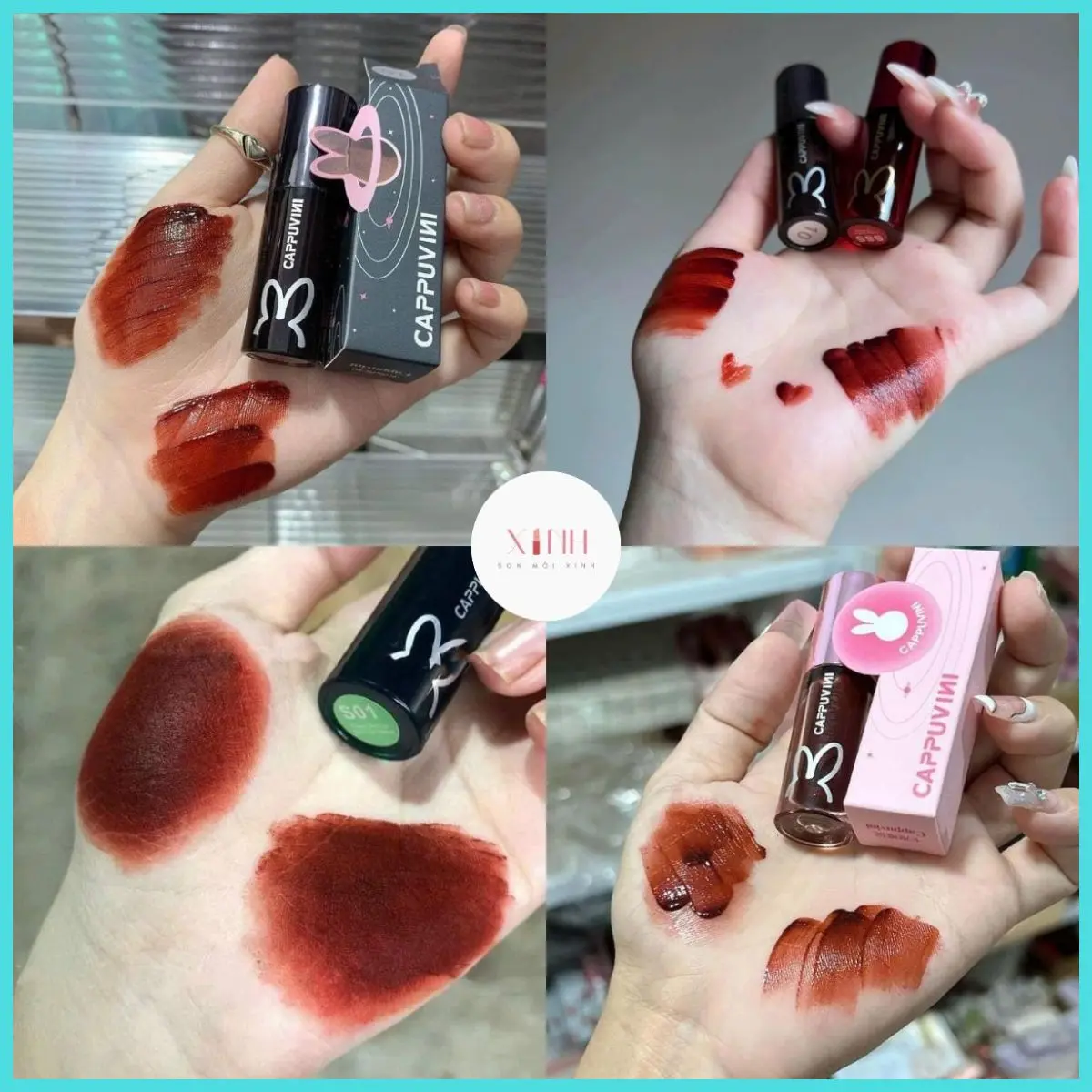Son Kem Lì Thỏ Hồng Đen Xanh Đỏ Mềm Mịn Mướt Môi