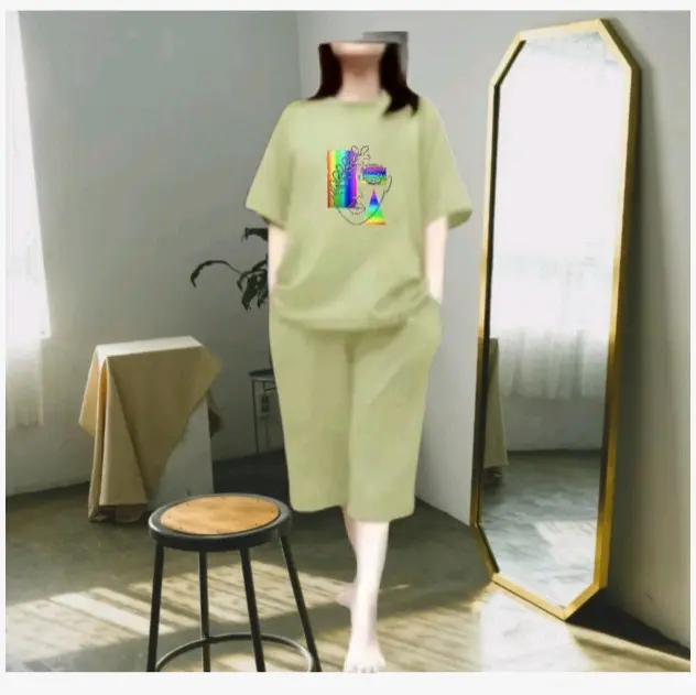 SETELAN CELANA KULOT BABYTERRY WANITA OVERSIZE Atasan Kaos Fit 6