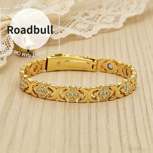 ROADBULL新しいしいのおお手頃贅沢ブレスレット,ダイヤモンド払ういき4つつリーフのクローバーブレスレット,ラッキークローバーマグネットきカップルアクセサリー,色落ちちちなし