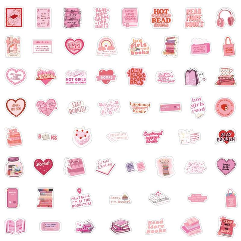 Cartoon Reading Book Pattern Car Sticker, Waterproof Self Adhesive Decor Paper, Car Decor Sticker for Gift Greeting Card Water Bottle Laptop Phone 4