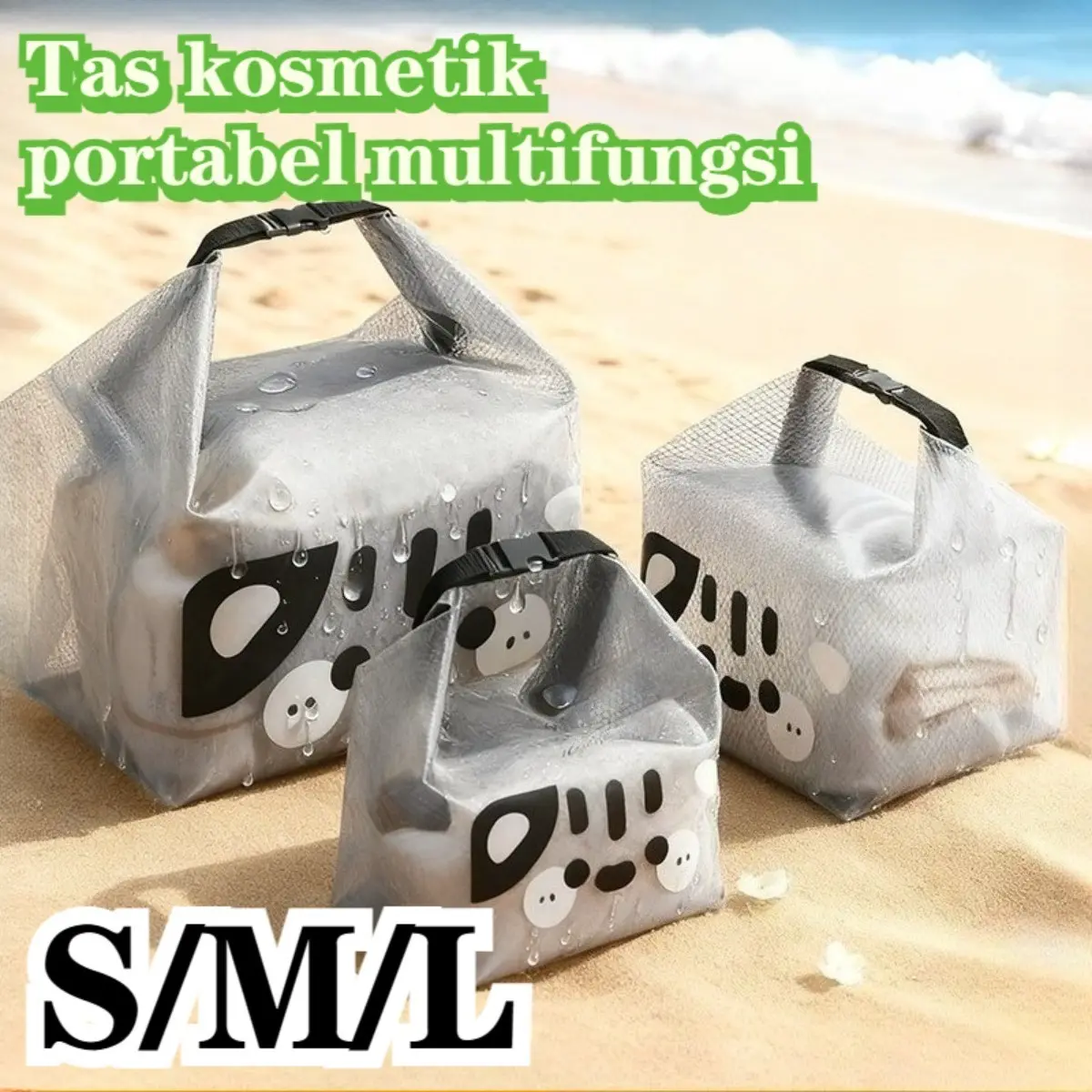 Tas Jaring Transparan Multifungsi Waterproff Toiletry Bag Tas Pouch Travel Tas Kosmetik Portabel Multifungsi Tas Cuci Perjalanan Portabel Tas Transparan Waterproof Tas Mandi