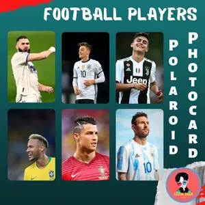 polaroid football player Neymar Jr, Lionel Messi, Ronaldo, Benzema , Ozil, Lewandowski, Halaand , Son Heung-Min, Mbappe, Salah, Dybala, gavi / Photocard pemain sepak bola