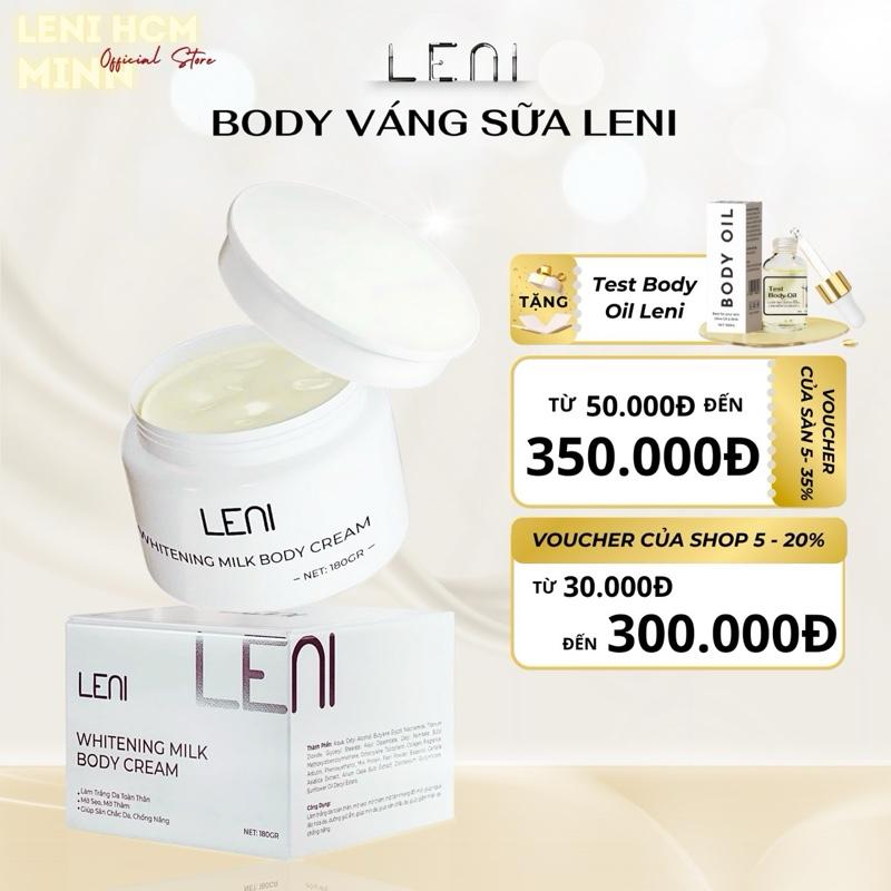 (PHIÊN BẢN NEW 2025) KEM BODY VÁNG SỮA CHÍNH HÃNG LENI dưỡng trắng gấp đôi (Tặng kèm test oil) Dưỡng Body