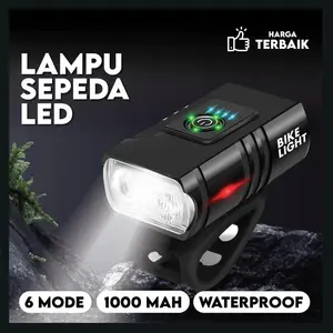 Lampu LED Sepeda Depan Super Terang Senter 800Lumens Bike Light Outdoor 1000mAh Waterproof USB Charge
