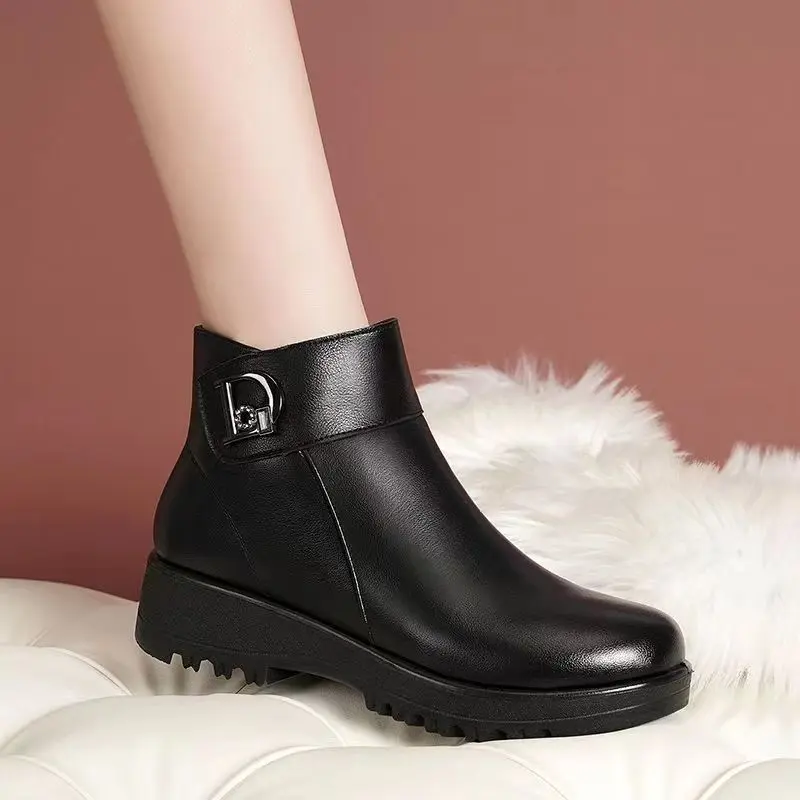 Bốt Đi Tuyết Lót Lông Cừu Cho Nữ, Giày Cotton Tích Hợp Lông Cừu Dày, Chống Trượt, Ấm Áp, Ưu Đãi Đặc Biệt， Shoes， Boot