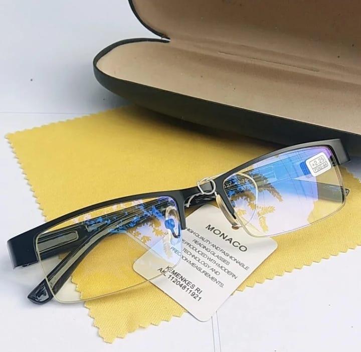 Kacamata Baca & Baca Jalan Super Fokus Anti Radiasi Sinar HP/Komputer Pria Wanita free lap dan box CA271-R Hitam Wajah