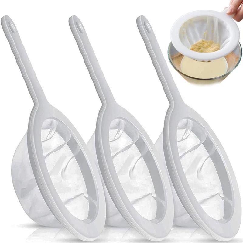 Bộ lọc siêu mịn, 100 / 200 / 400Lưới, có thể giặt được, Thìa lọc, Rây, Thích hợp cho Sữa Đậu Nành, Nước Trái Cây, Cà Phê, Trà, Muôi Thủng nhà bếp, Bộ lọc