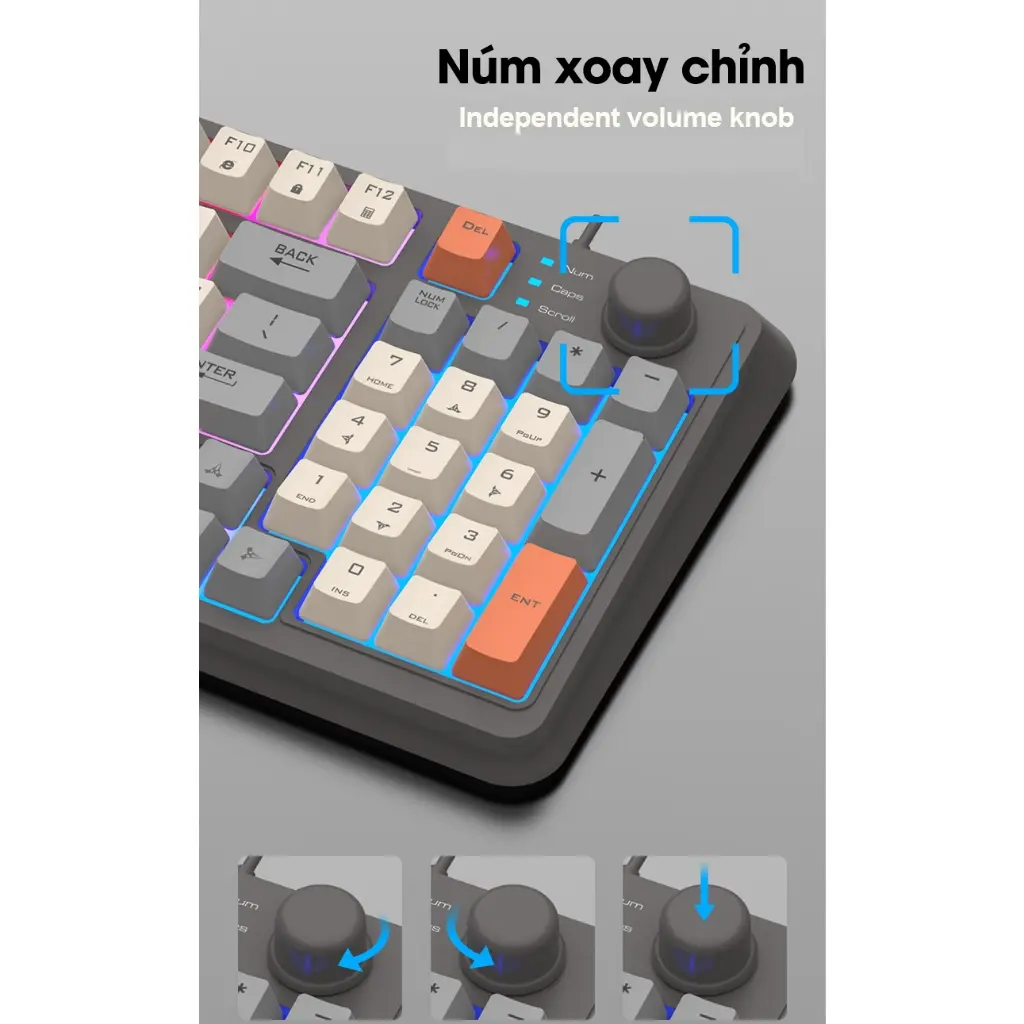[ Giá sỉ ] Bàn phím giả cơ Gaming Xunfox K82 Có núm xoay - Led Rainbow - Keycap BPT - Phím cực êm không có tiếng | BigBuy360 - bigbuy360.vn