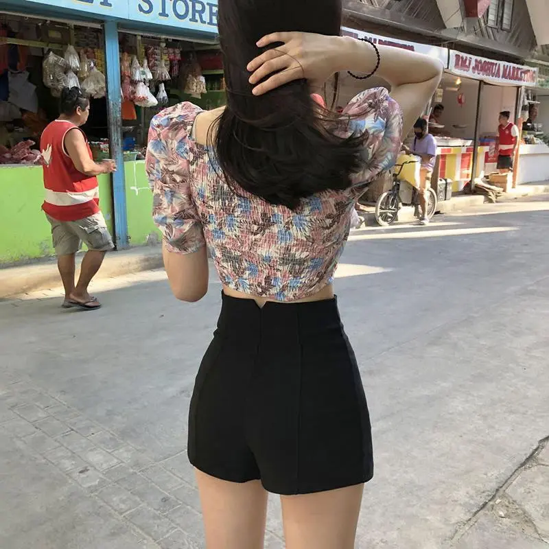Plus Size Women's Clothing for Chubby MM Black Shorts Outer Wear Three-Quarter Tight Elastic High Waist Casual Hot Pants Sexy Slimming Pants