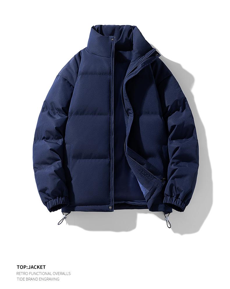 Product Introduction of In Stock Couple's down Jacket Thickened Warm Cotton Coat Cold-Resistant Baggy Coat Men's and Women's Jacket Solid Color Stand-up Collar down/Cotton-Padded Jacket Men's and Women's New Winter Thicken Thermal Trendy Casual Couple's Bread Coat 12