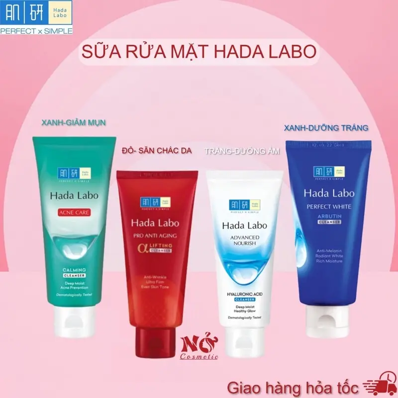 Sữa Rửa Mặt Hada labo Của Nhật Đủ Màu - Kem rửa mặt hadalabo trắng,xanh,đỏ 80g