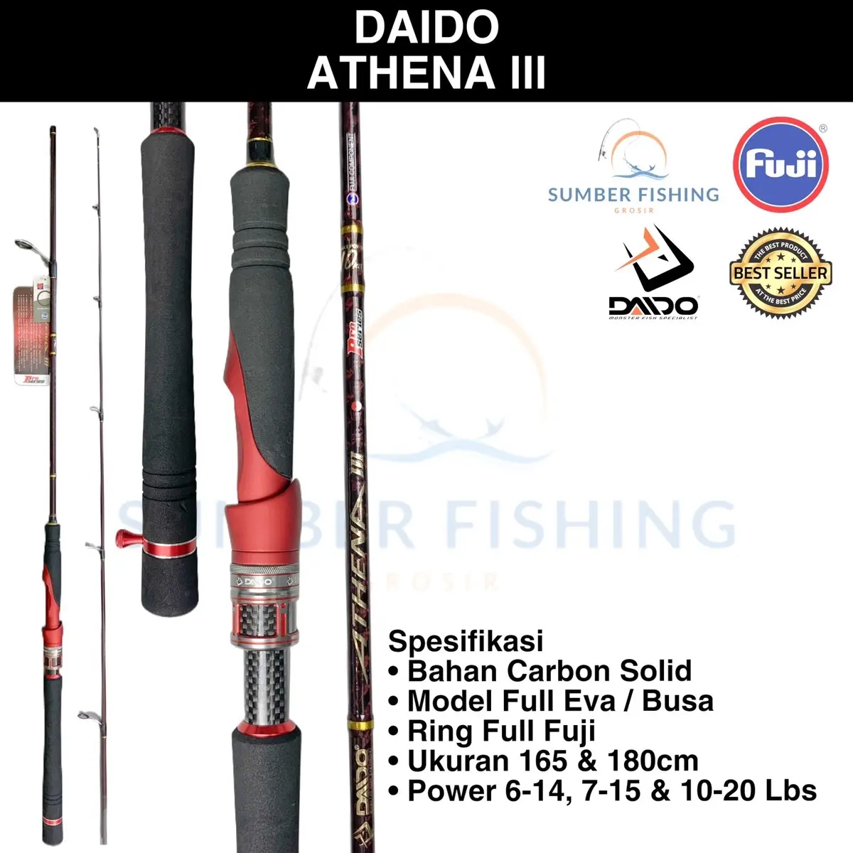 Joran Pancing Spinning Carbon Solid DAIDO ATHENA lll PRO SERIES 165 & 180cm