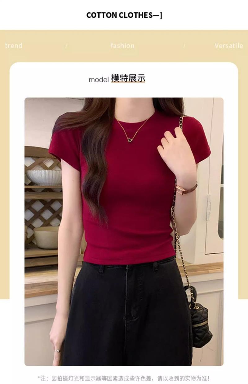 Product Introduction of Áo Phông Vai, Dành Cho Phụ Nữ, Sợi Lụa Lạnh Co Giãn, Dễ Thương Và Gợi Cảm, Tay Áo Bó Sát Ngắn, Mặc Mùa Hè, Phong Cách Mỹ, Cô Gái Nóng Bỏng, Áo Bó Sát, Thời Trang Ins, Năm 2025 7