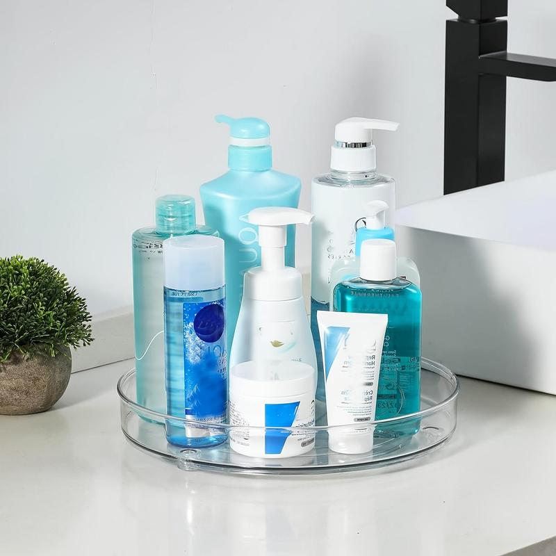9.25" Clear Non-skid Lazy Susan Organizer, Turntable Rack for Kitchen Cabinet, Summer Pantry Storage Organization, Fridge, Bathroom Closet, Makeup Organizer, Kitchen Organization 8