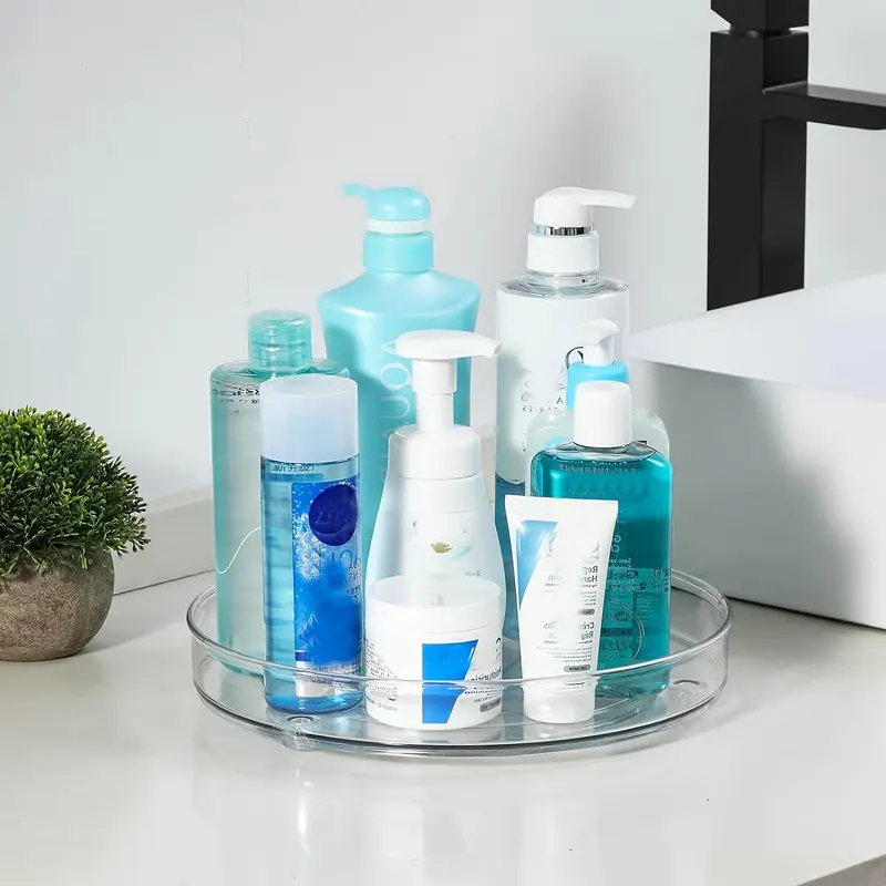 9.25" Clear Non-skid Lazy Susan Organizer, Turntable Rack for Kitchen Cabinet, Summer Pantry Storage Organization, Fridge, Bathroom Closet, Makeup Organizer, Kitchen Organization 7
