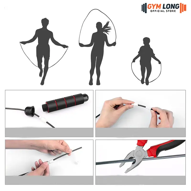 Dây Nhảy Thể Thao Tập Thể Dục Tại Nhà Bên Trong Lõi Thép Có Tạ Sắt Đầm Tay GYMLONG 8