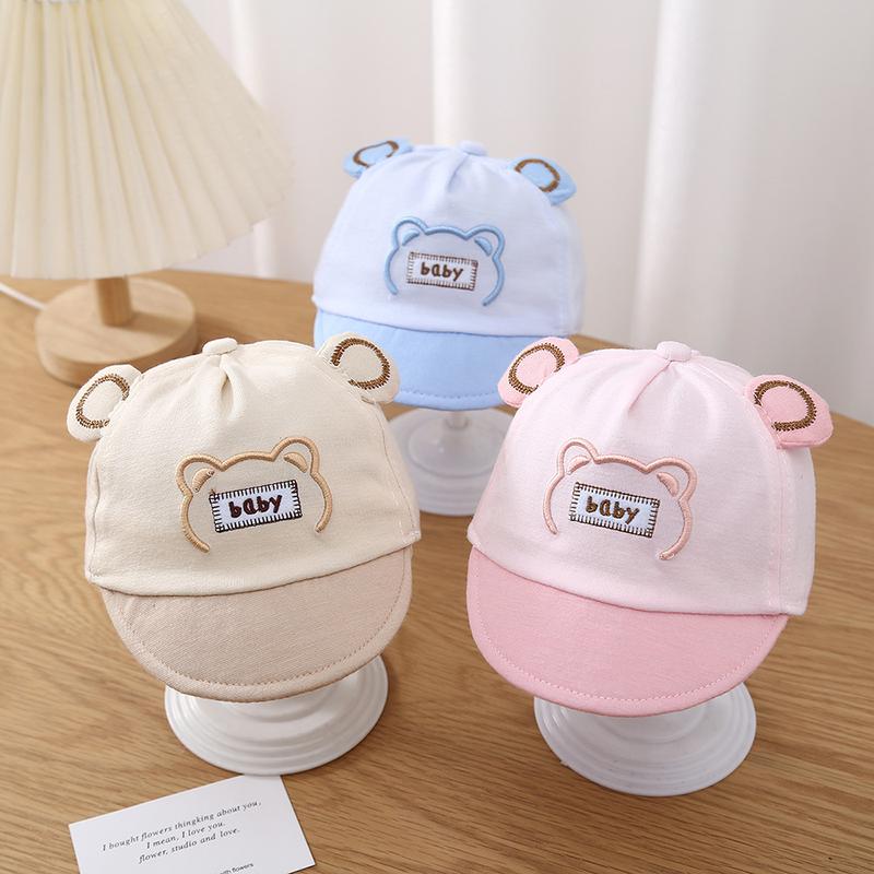 Baby hat spring and autumn peaked cap thin cute super cute cartoon baby visor male and female treasure flip brim hat 0