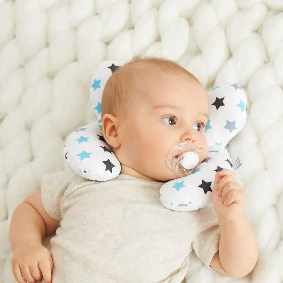 Cartoon Star Pattern Baby Travel Pillow, Soft & Lightweight Neck Support Pillow, Baby Travel Essentials for Car Seat, Stroller, Crib, Bed, Sofa
