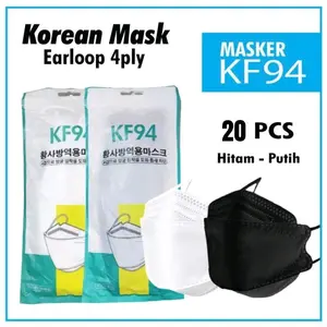 (2pack)Masker KF94 4 Ply Disposable Face Mask 4PIy Nyaman isi 20Pcs