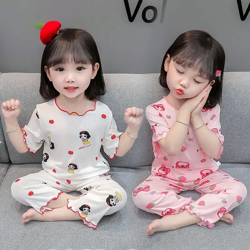 Đồ Ngủ Trẻ Em, Chất Liệu Lụa Lạnh Cho Bé Gái, Bộ Đồ Quần Áo Điều Hòa Không Khí Xẻ Tà Mỏng, Thiết Kế Hoạt Hình Cho Bé Gái, Ngắn Tay, Thích Hợp Mặc Nhà, Giao Hàng Nhanh, Ưu Đãi Đặc Biệt Trong Thời Gian Có Hạn 0