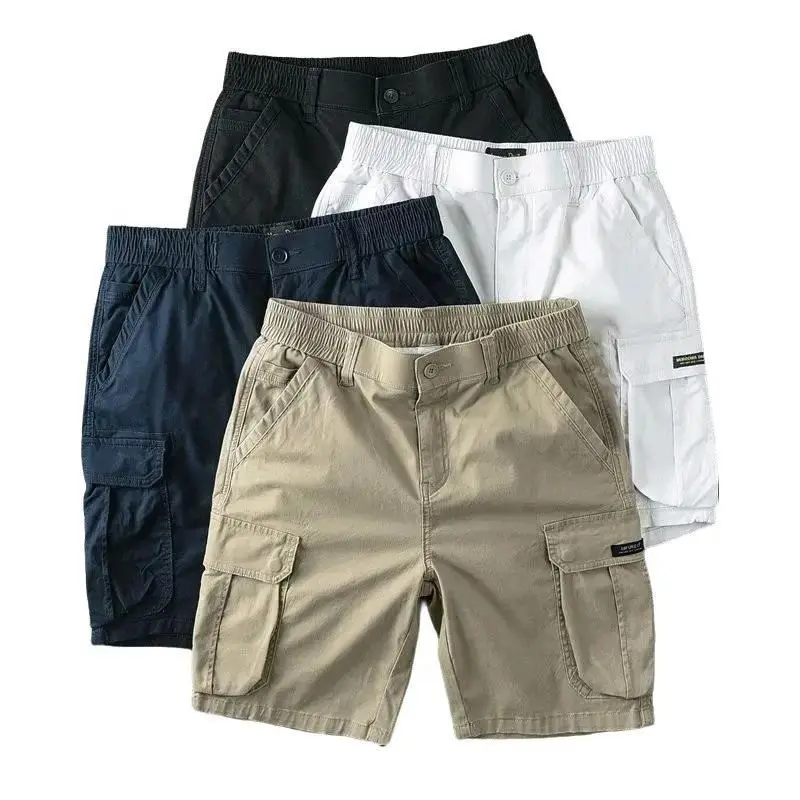 túi hộp chất liệu kaki thoáng mát. phong cách năng động Menswear Nam Có Túi 【khaki+gray】 thường quần short đàn hồi màu xanh quầnkhôngnước gojo xl ống wash nhiều có thể giặt máy âu short kem Khóa kéo Khaki quần cạp trễ quần  âu