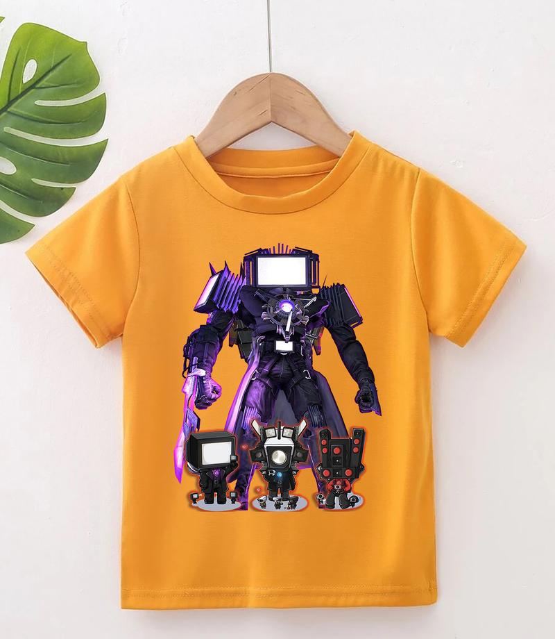 Product Introduction of Áo thun trẻ em Áo POLYCOTTON mát mịn In Hình SKIBIDI TOILET cho bé trai và bé gái Vải Cotton Baby Tee Women Top Voi Cổ Tròn Heart áo  baby áo  baby Flower 5
