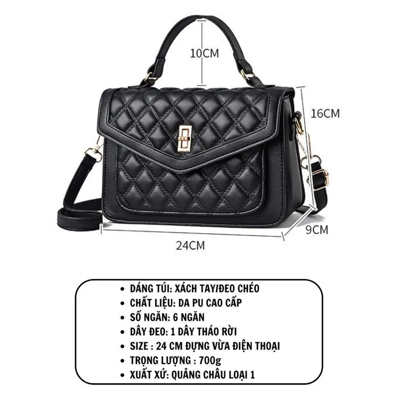Túi Xách Công Sở Đeo Chéo Da PU Nữ A05, 7 Ngăn, Sang Trọng, Thời Trang - Bag, Bảo Hành 36 Tháng 8