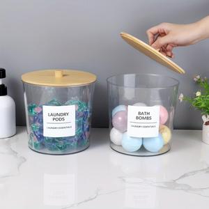 Clear Laundry Container for Organizing, 1/2 Counts Plastic Laundry Dispenser Jar with Lids & Labels, for Laundry Room Accessories Storage, Bottles