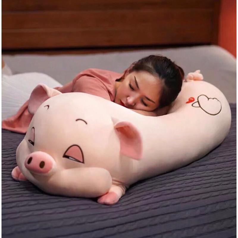 Gấu Bông Heo Mắt Hí (Híp)size 120 cm Màu hồng nhạt, Màu xám  Đồ Chơi Thú Nhồi Bông  Toy Thú Bông