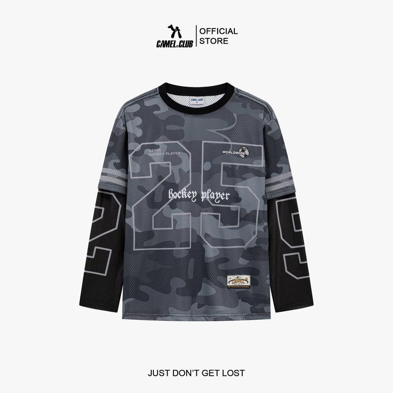 Áo dài tay Camelism 25 form rộng oversized Camel Street Club tay phối cổ tròn vải lưới mesh cao cấp unisex Menswear Shirt