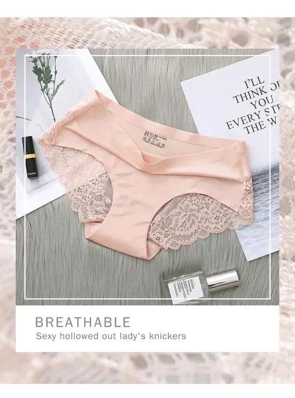 Product Introduction of 3PCS  Seamless Women's Hollow Out Panties Underwear Comfortable Breathable Lace Briefs Low Rise Female Sport Panty Soft Lady Lingerie Womenswear Innerwear 3