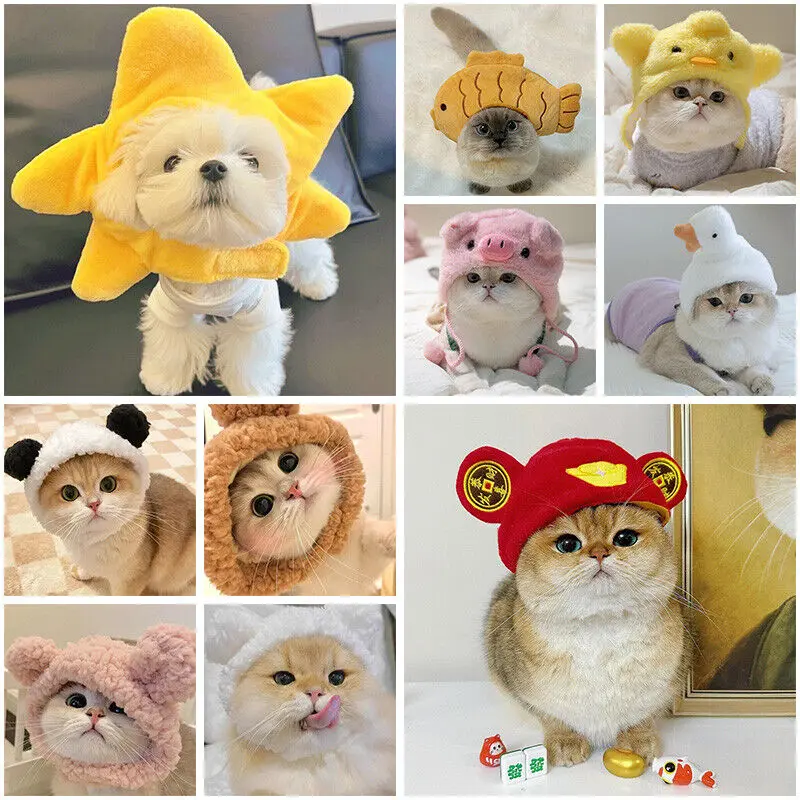 Mũ Mèo, Thiết Kế Vui Nhộn Che Đầu Nhồi Bông Cho Thú Cưng, Dễ Thương, Thích Hợp Cho Chó Mèo, Phụ Kiện Đội Đầu Ấm Áp, Thích Hợp Để Hóa Trang