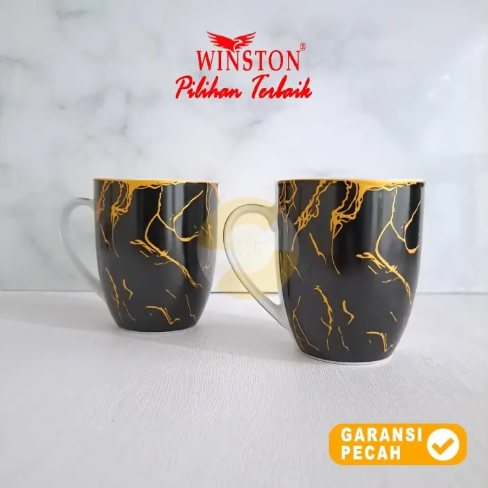 WINSTON 1pcs 11oz Monochrome Mug Keramik | Mug Gagang | Gelas Minum 3