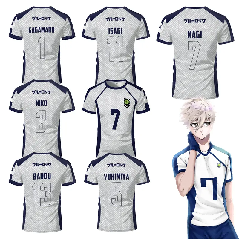 Áo thun nam Blue Lock Anime Nagi thoáng khí nhanh khô thể thao Áo thun cho trẻ em Áo bóng đá Áo thun 0