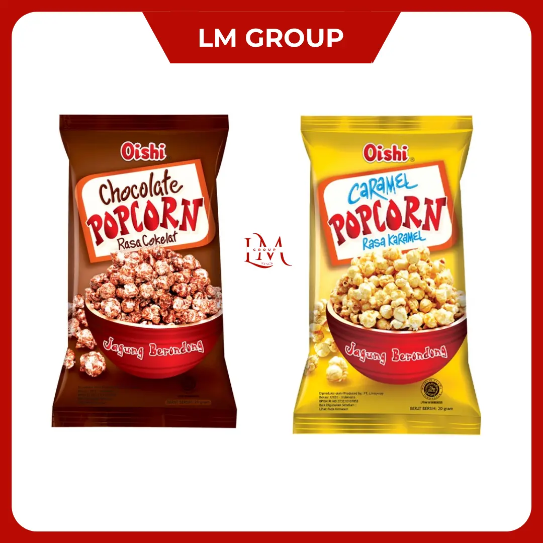 Oishi Popcorn Caramel/Coklat/Keju 1 Renceng Isi 10 pcs @20gr LM Snack