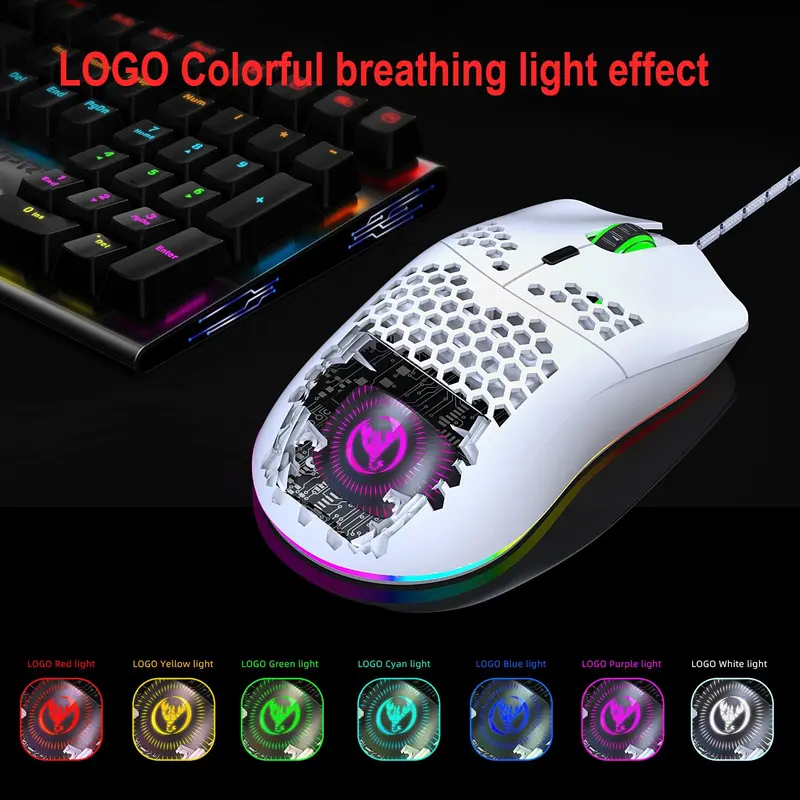 HXSJ Wired Keyboard & Mouse (1 Set), Compact 68 Keys Mini Wired Keyboard with RGB Backlight, Suitable for Gaming PS4 Xbox PC Laptop Mac 4