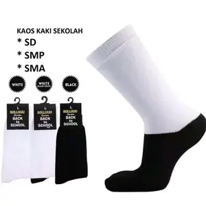 [3 psg] kaos kaki sekolah hitam putih anak SD SMP SMA 3 pasang murah