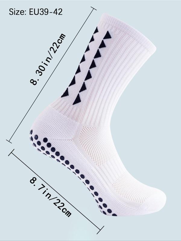 Men's Geometric Pattern Crew Socks, Casual Comfy Breathable Non-slip Socks for Football Basketball Running, Fashion Men Socks 4