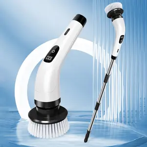 Electric Spin Scrubber 2 Kecepatan dengan Pegangan Ekstensi untuk Rumah Dapur Kamar Mandi 7 Kepala Sikat Ganti Tanpa Kabel Pembersih Roda untuk Kamar Mandi Dapur Lantai