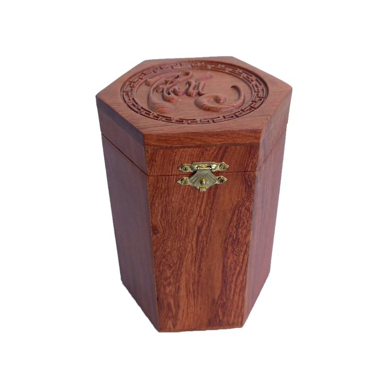 Hộp Đựng Chè, Trà Bằng Gỗ Hương (Khắc Chữ Phúc/Lục Giác) Độc Đáo