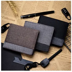 12.12 MEGA SALE!! Dompet Pria Branded Bahan Kulit Kain Canvas Kanvas Free Box Exclusive Polos JP25 + Bonus Box Kartu Uang