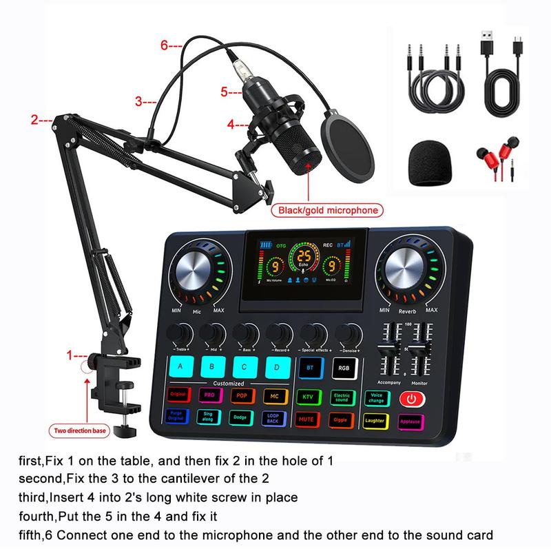 Live Podcast Equipment Set, Professional Live Sound Card with DJ Mixer Effects and Voice Changer, Suitable for Streaming, Podcast Recording, Gaming, TikTok, YouTube Live 3