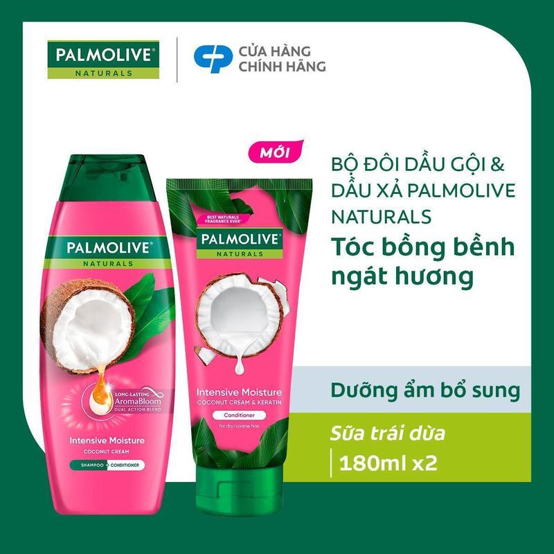   MỚI  Bộ Dầu gội và Dầu xả Palmolive chiết xuất thiên nhiên & keratin cho tóc mềm mượt lưu hương bền lâu 180ml 