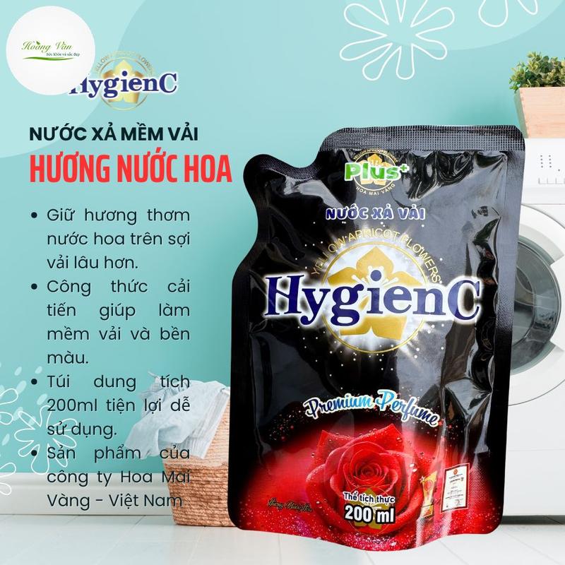 Bộ 02 Túi Nước xả vải HygienC Plus hương nước hoa giúp Làm Sạch xả thơm mềm vải quần áo- Dung tích 200 ml 3