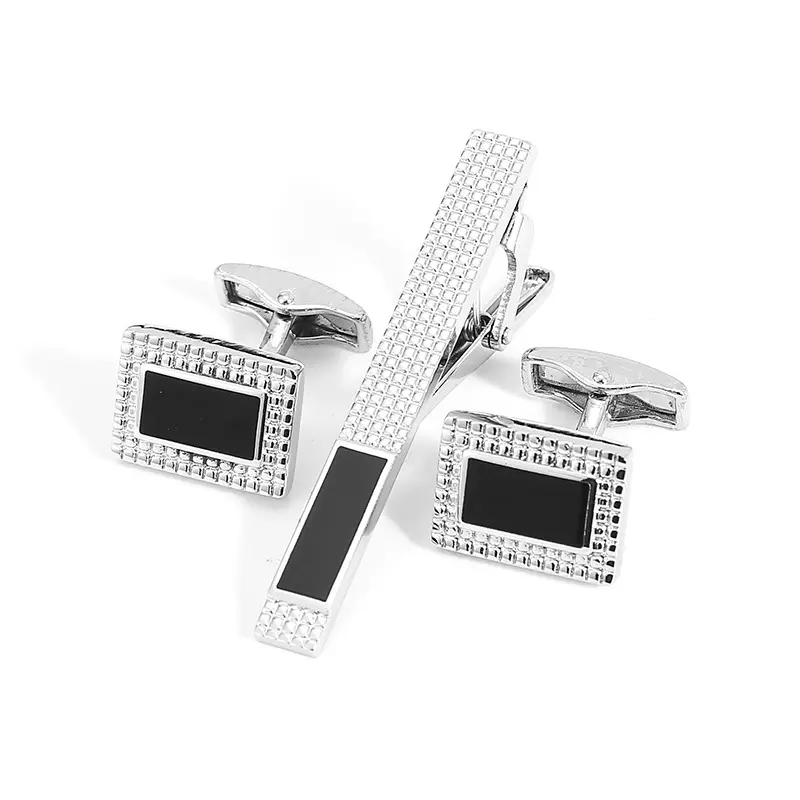 Cufflink Set Motif Elegan Mewah (2pcs Cufflink + 1pcs Jepit Dasi) 3