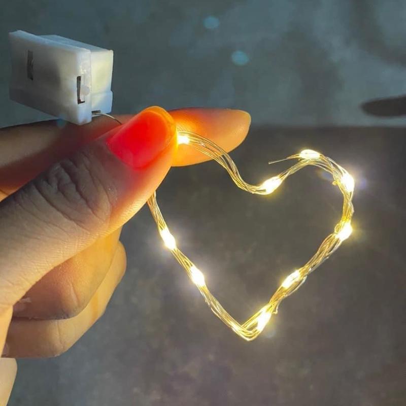 Đèn LED đom đóm 3 chế độ sáng loại 1 mét có sẵn pin dùng trang trí hộp quà tặng, decor giáng sinh, trang trí nhà cửa