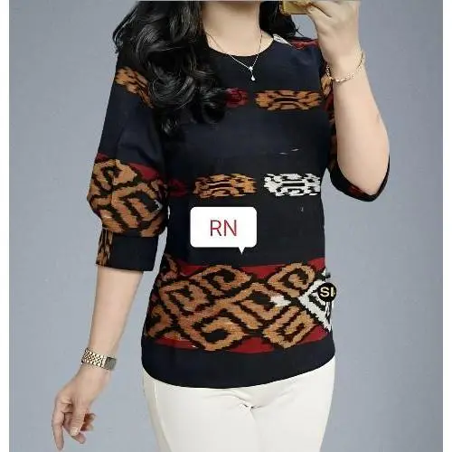 atasan blouse baju kantor/ baju wanita/ tenun motif etnik atta ethnik Katun 0